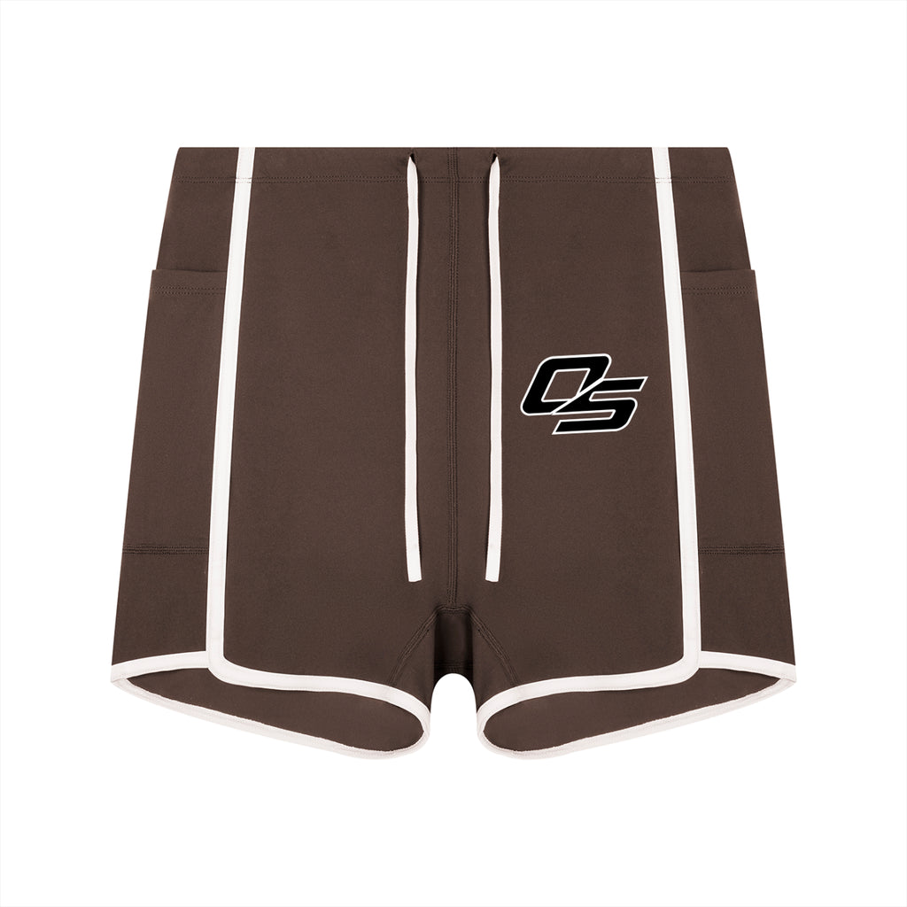 Off Script Women’s High-Rise Contrast-Piped Yoga Shorts