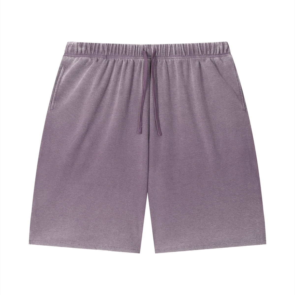 Unisex Vintage Wash Waffle Raw Hem Shorts