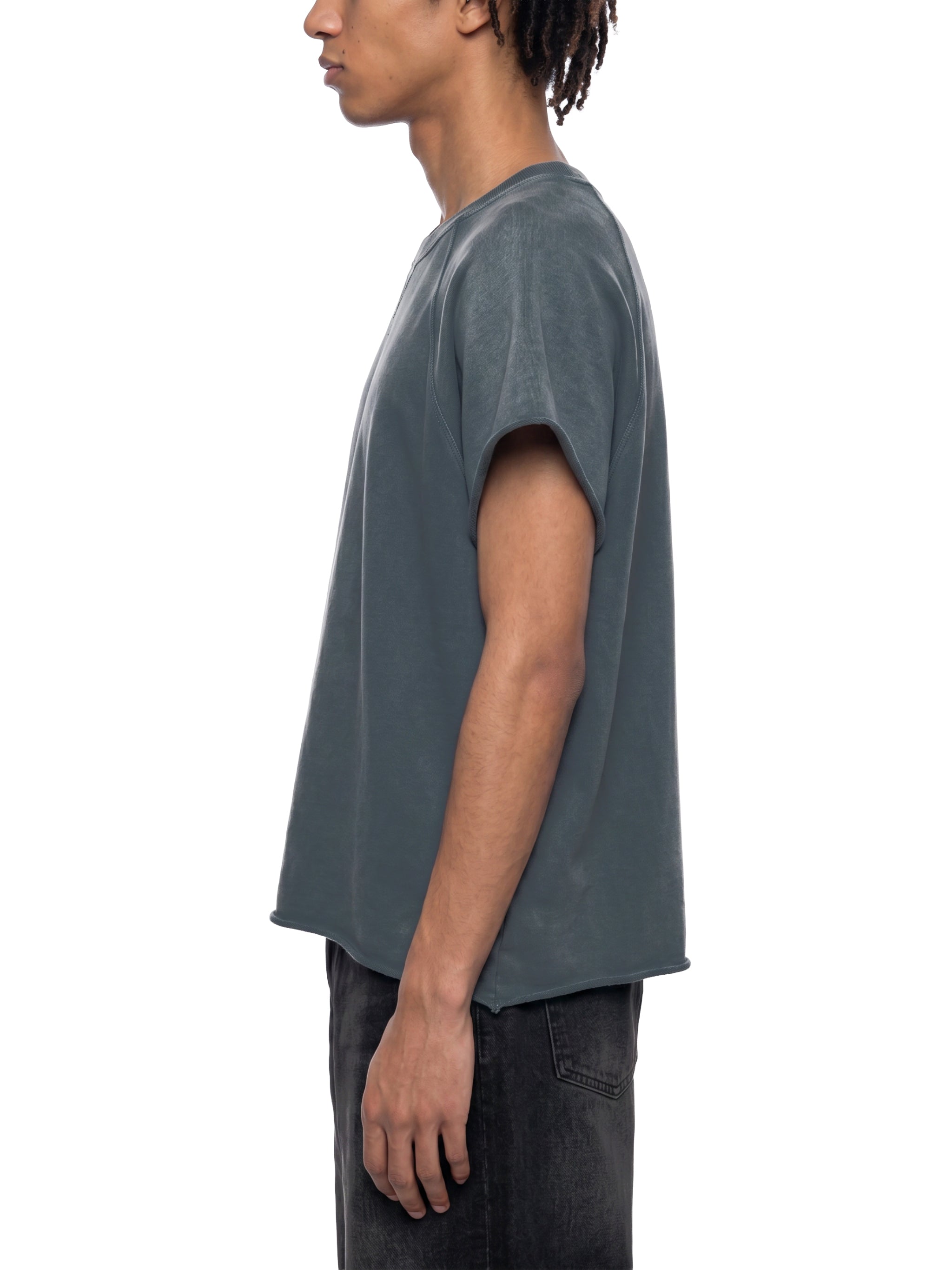 Vintage-Wash Raw-Edge Boxy T-Shirt