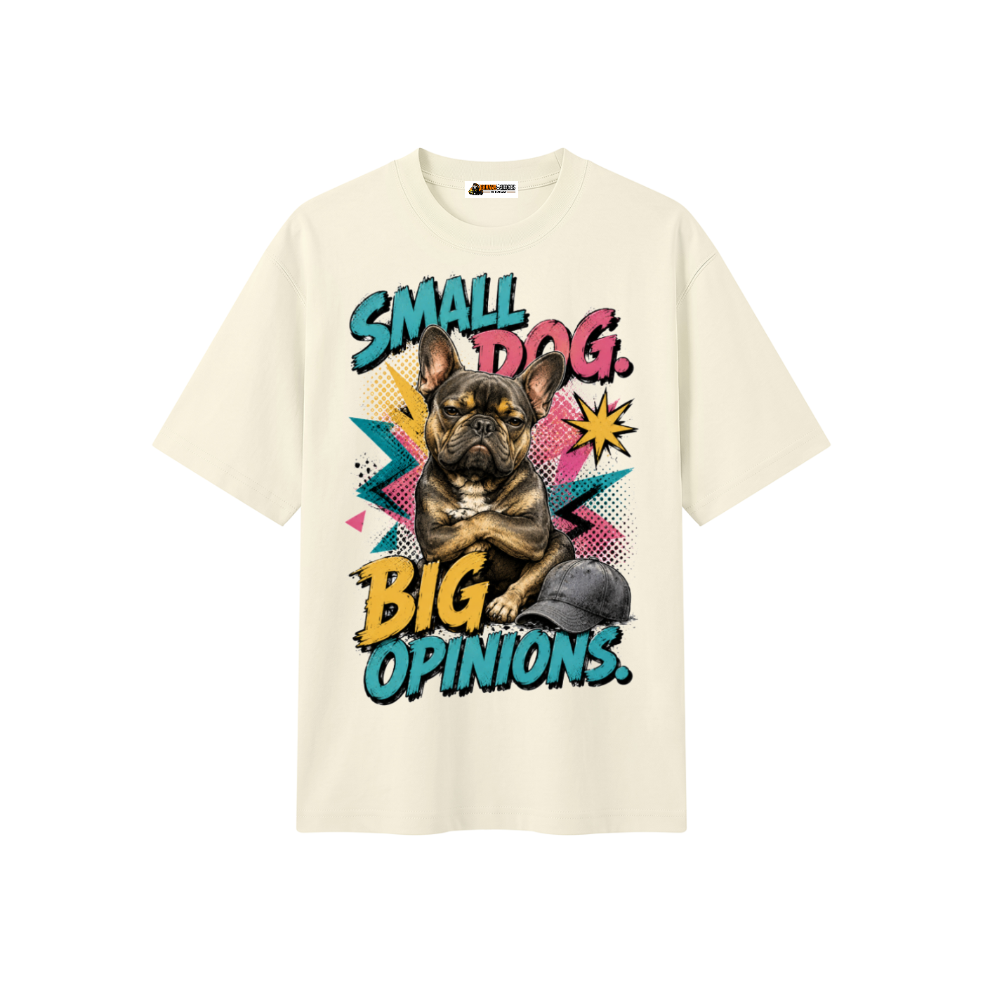 Small Dog Big Opinions Unisex Heavyweight Oversized T-Shirt