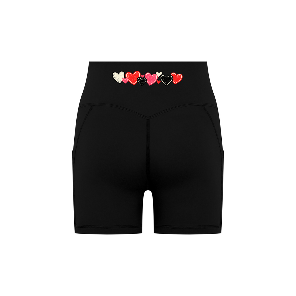 Black Hearts biker shorts rear view