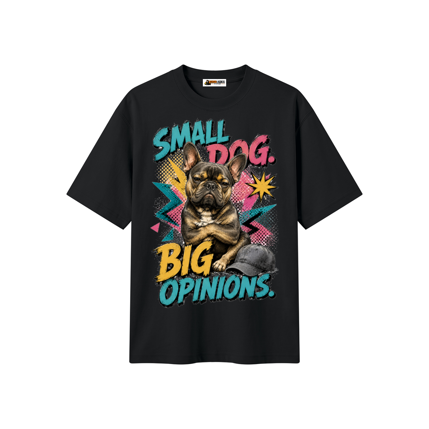 Small Dog Big Opinions Unisex Heavyweight Oversized T-Shirt