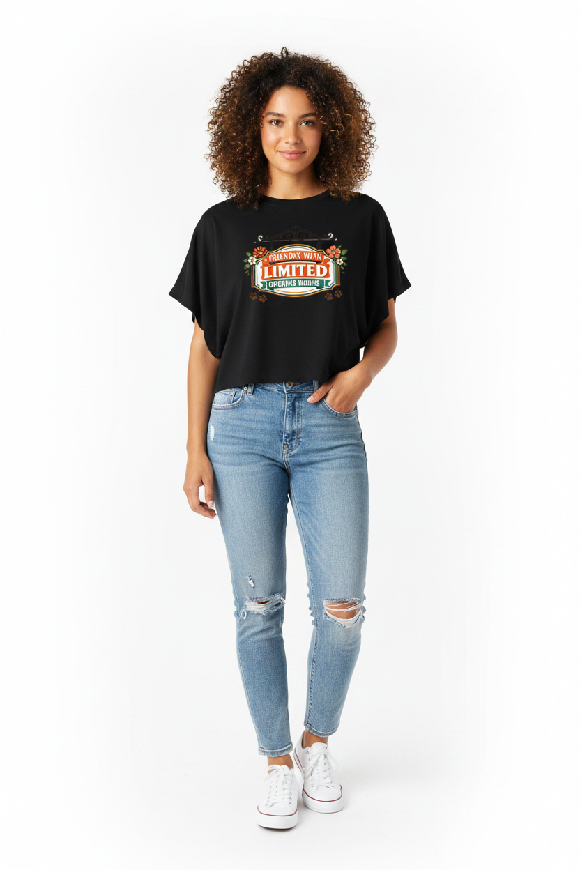 Friendly Limited Women's Cropped Dolman T-Shirt