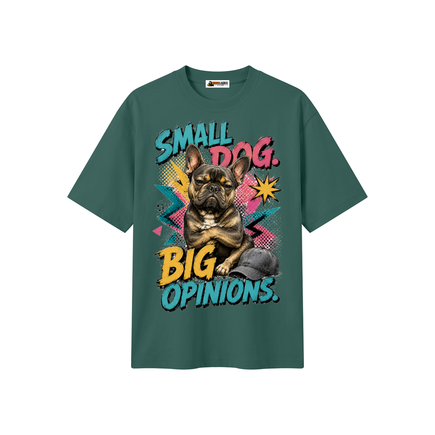Small Dog Big Opinions Unisex Heavyweight Oversized T-Shirt