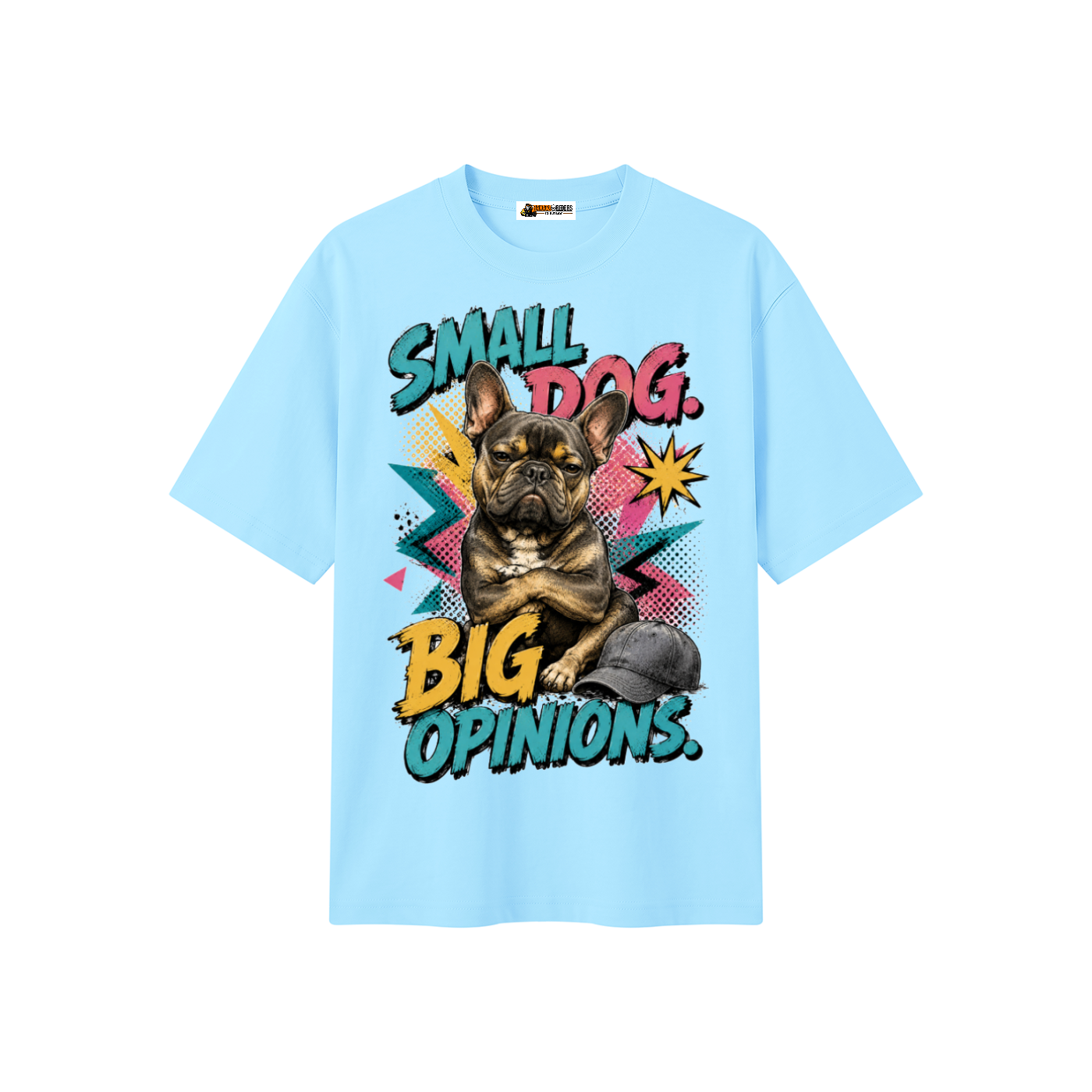 Small Dog Big Opinions Unisex Heavyweight Oversized T-Shirt