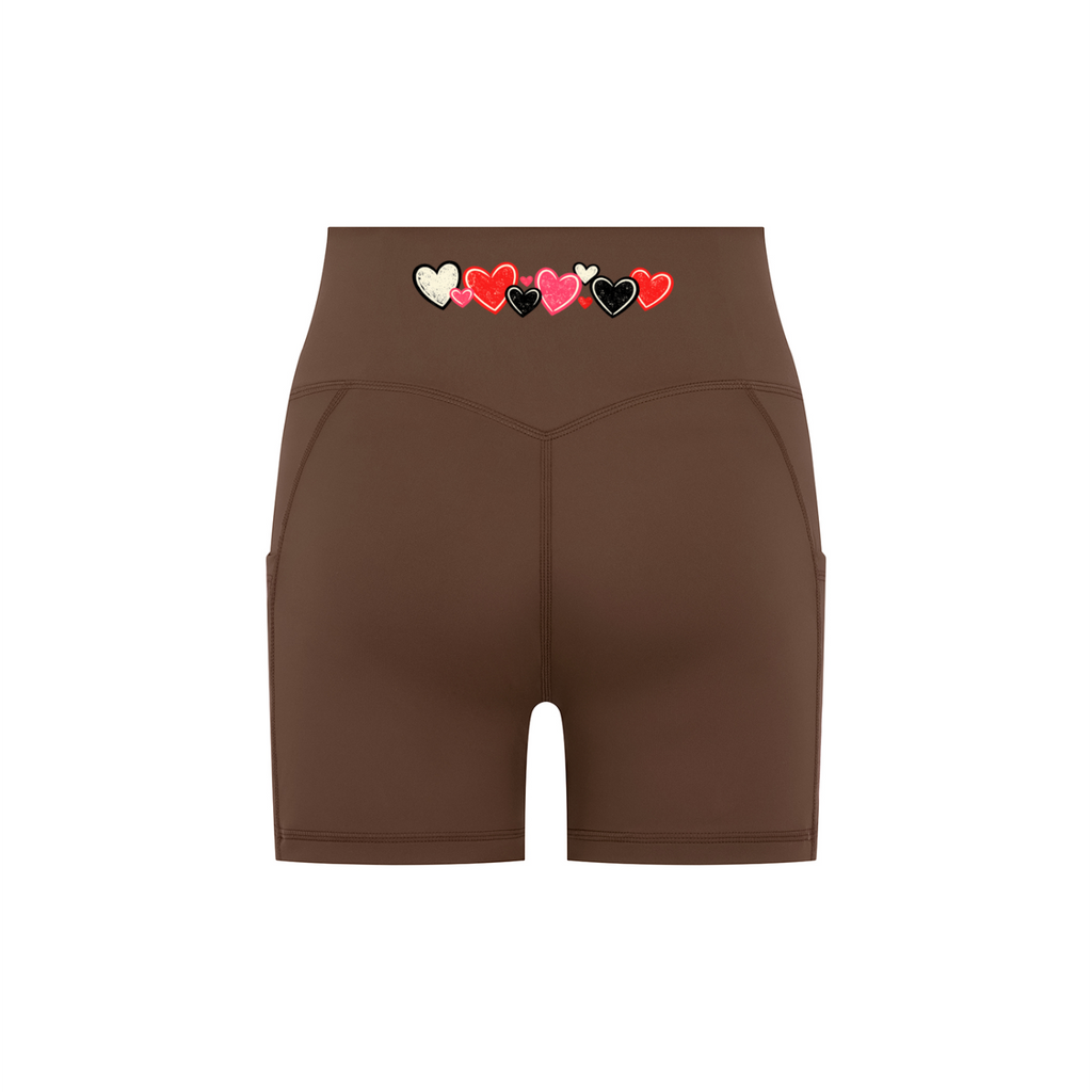 Brown Hearts biker shorts rear view
