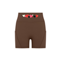 Brown Hearts biker shorts front