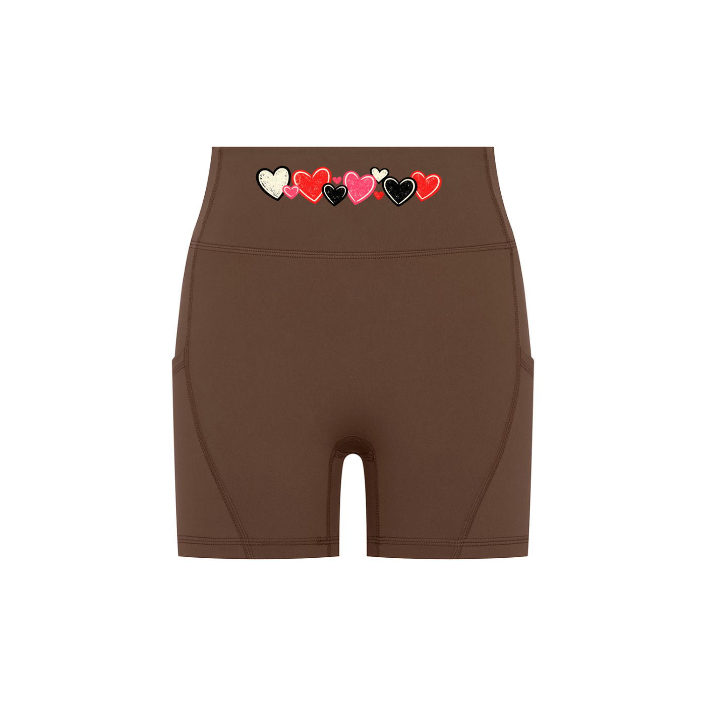 Brown Hearts biker shorts front