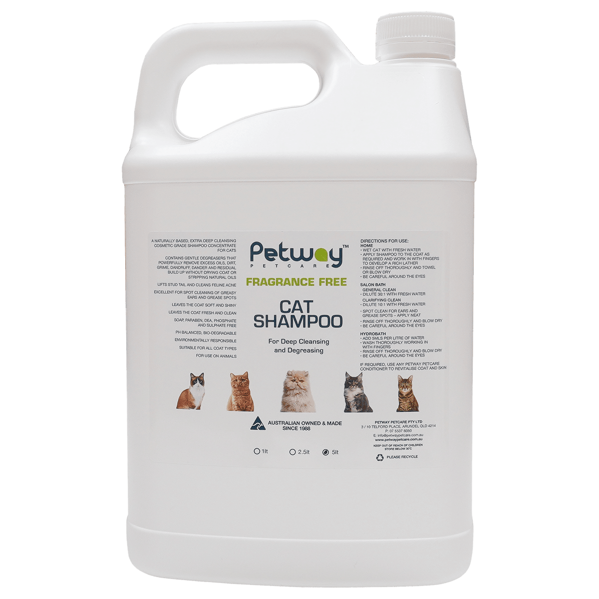 Petway Fragrance Free Cat Shampoo 5L