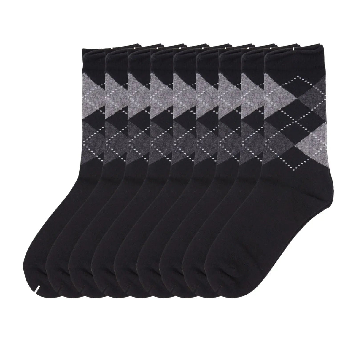 Women Classic 8 Pairs Argyle Check Cotton Crew Socks Diamond Design 2-8