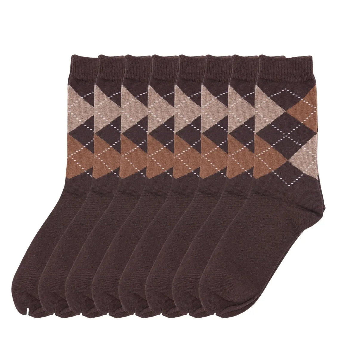 Women Classic 8 Pairs Argyle Check Cotton Crew Socks Diamond Design 2-8