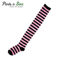 New Womens Ladies Black Pink Striped Thigh High Socks Size 2-8