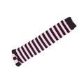 Black Pink Striped Women Knee High Toe Socks Size 2-8