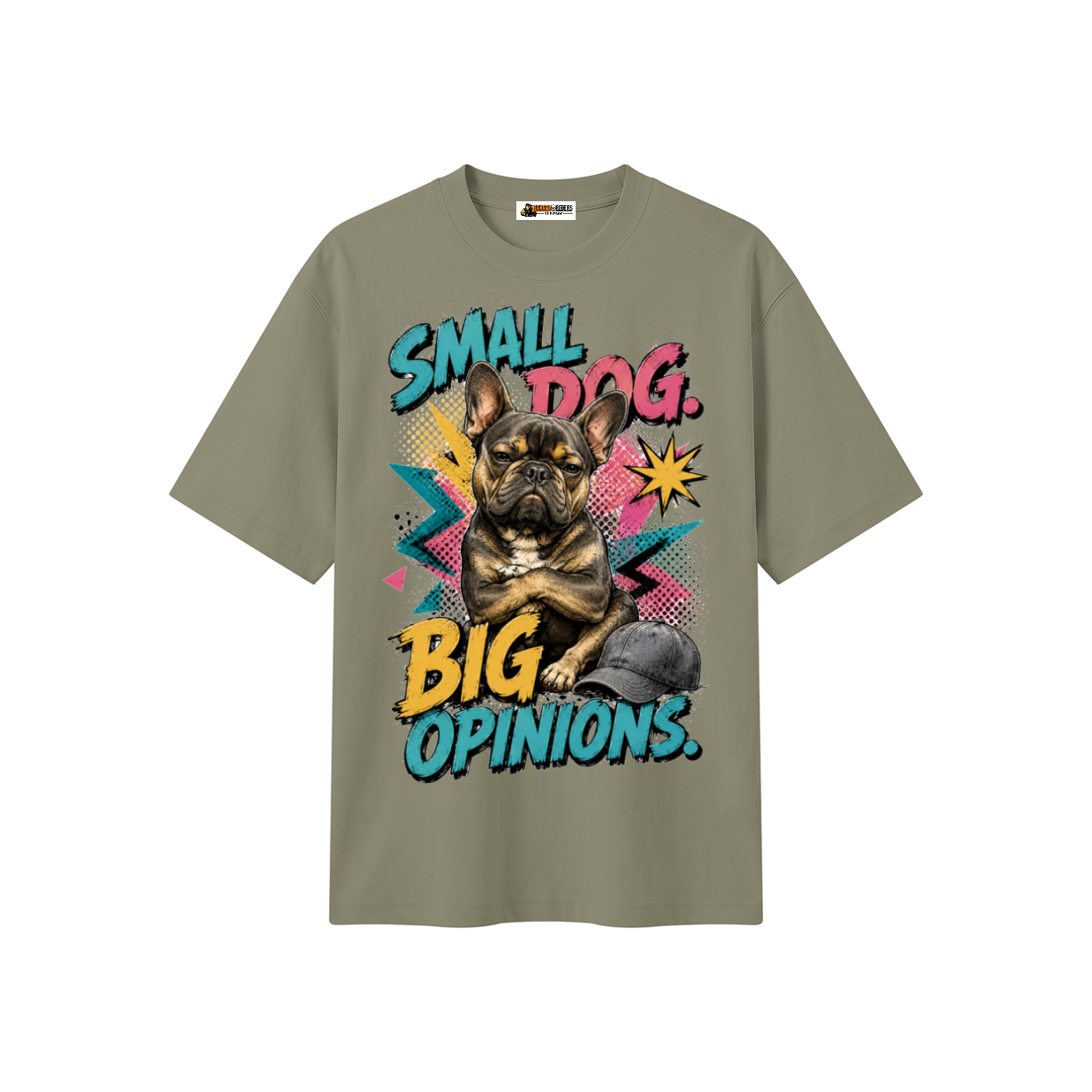 Small Dog Big Opinions Unisex Heavyweight Oversized T-Shirt