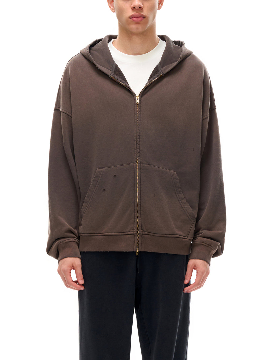 Hand-Frayed Sunfade Zip Hoodie