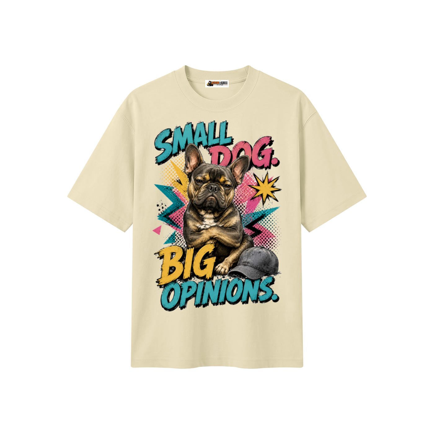 Small Dog Big Opinions Unisex Heavyweight Oversized T-Shirt