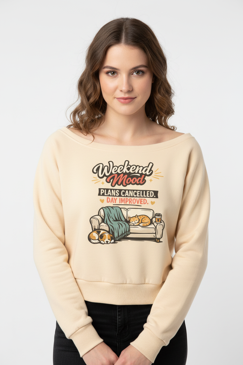 Weekend Mood Women's Off-Shoulder Sweatshirt