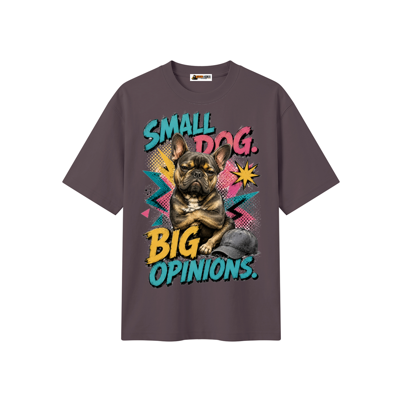 Small Dog Big Opinions Unisex Heavyweight Oversized T-Shirt