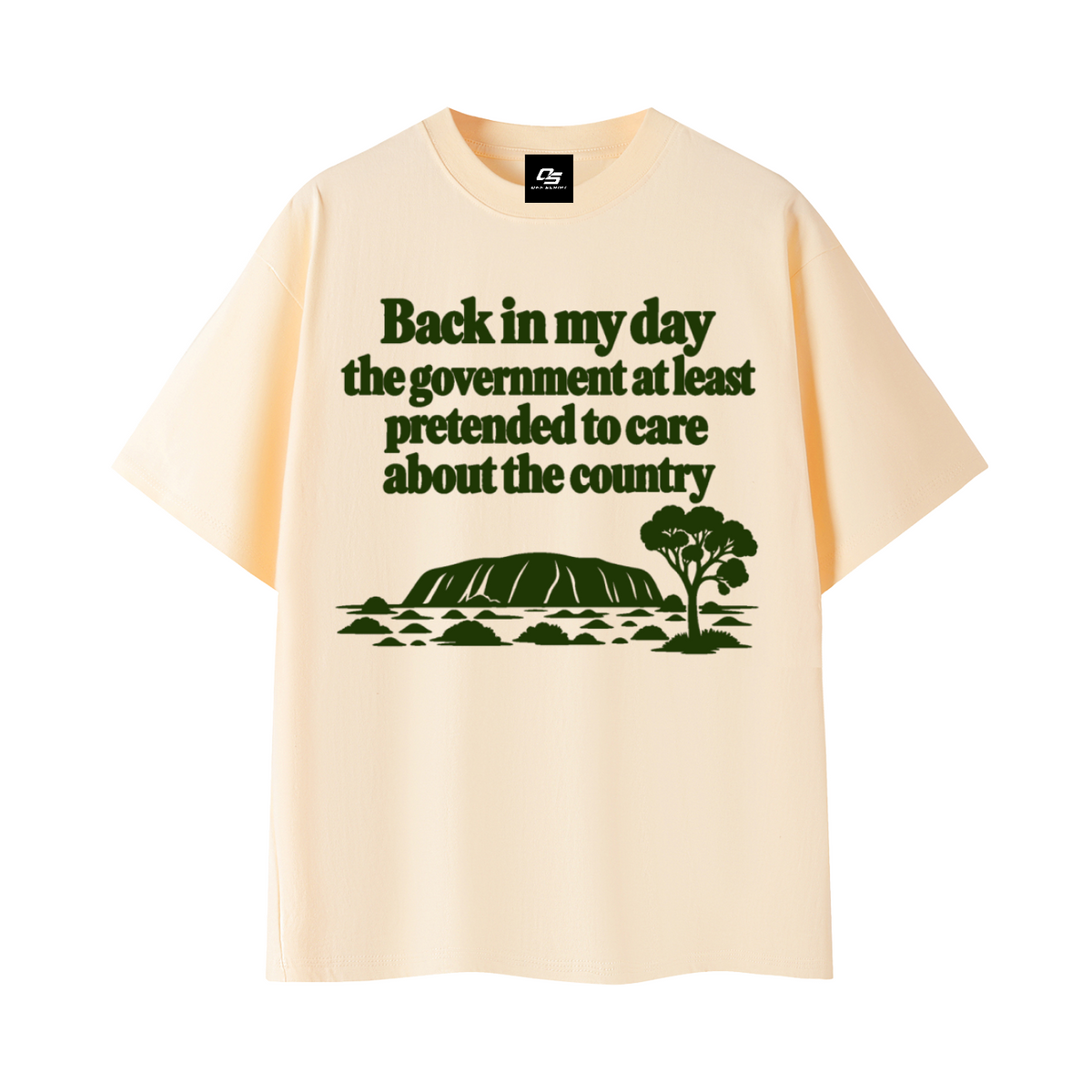 Apricot Back in My Day Australian Quote T-Shirt 3D front mockup