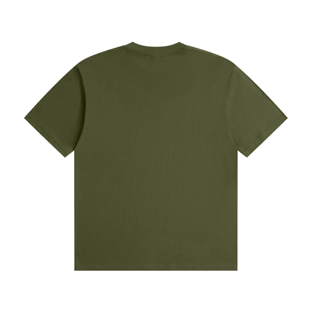 Honey Calm Down Unisex Graphic Cotton T-Shirt - Army Green back view