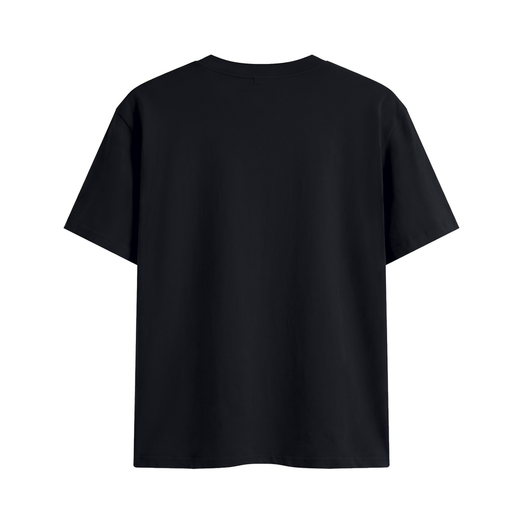 Honey Calm Down Unisex Graphic Cotton T-Shirt - Black back 3D mockup