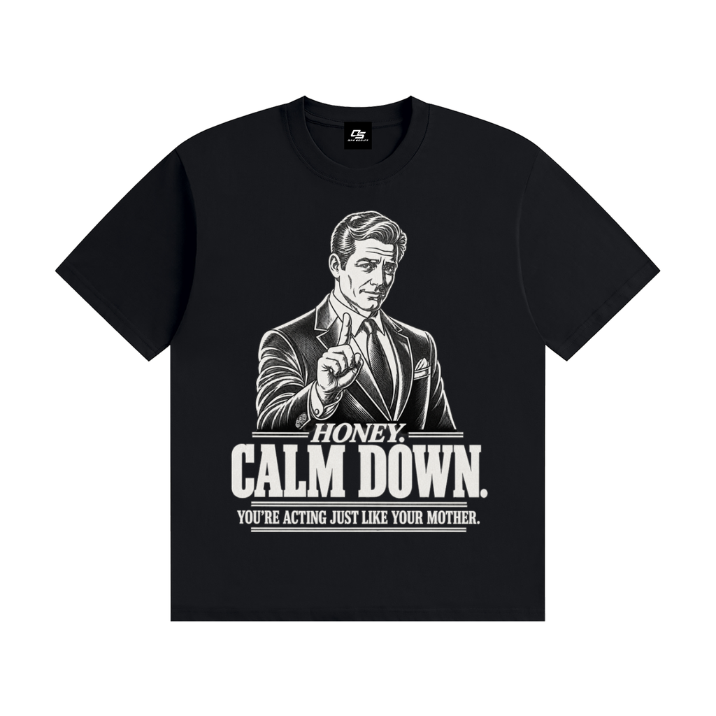 Honey Calm Down Unisex Graphic Cotton T-Shirt - Black front view