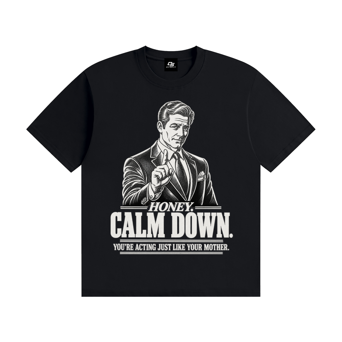 Honey Calm Down Unisex Graphic Cotton T-Shirt - Black front view