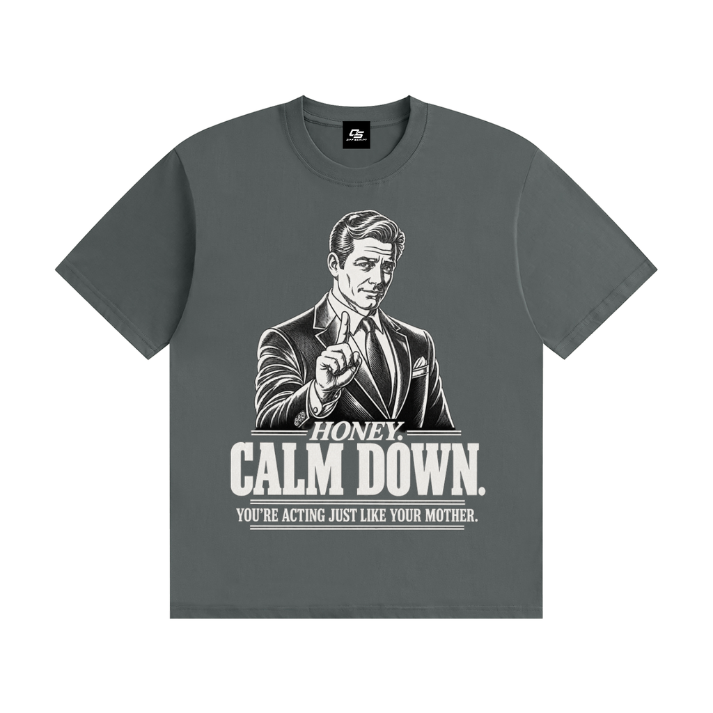 Honey Calm Down Unisex Graphic Cotton T-Shirt - Grey front view