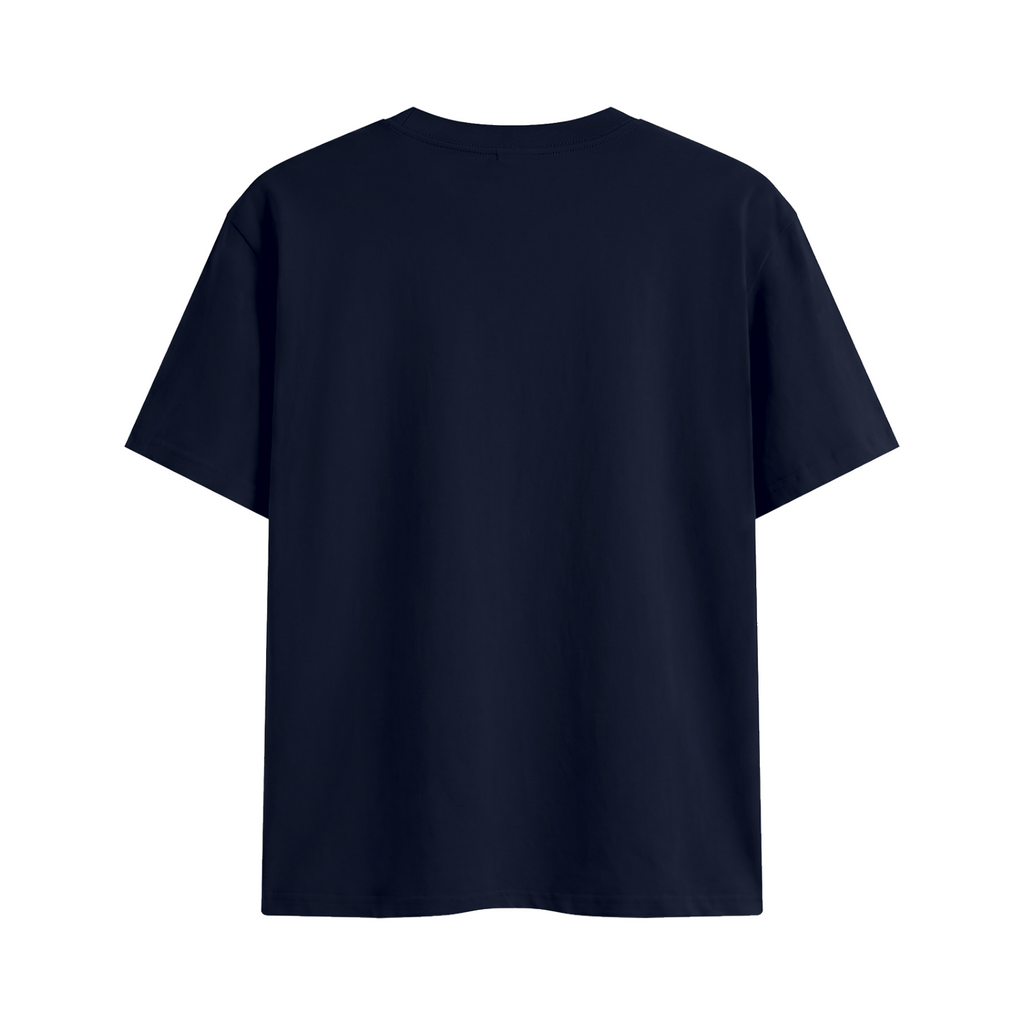 Honey Calm Down Unisex Graphic Cotton T-Shirt - Navy Blue back 3D mockup