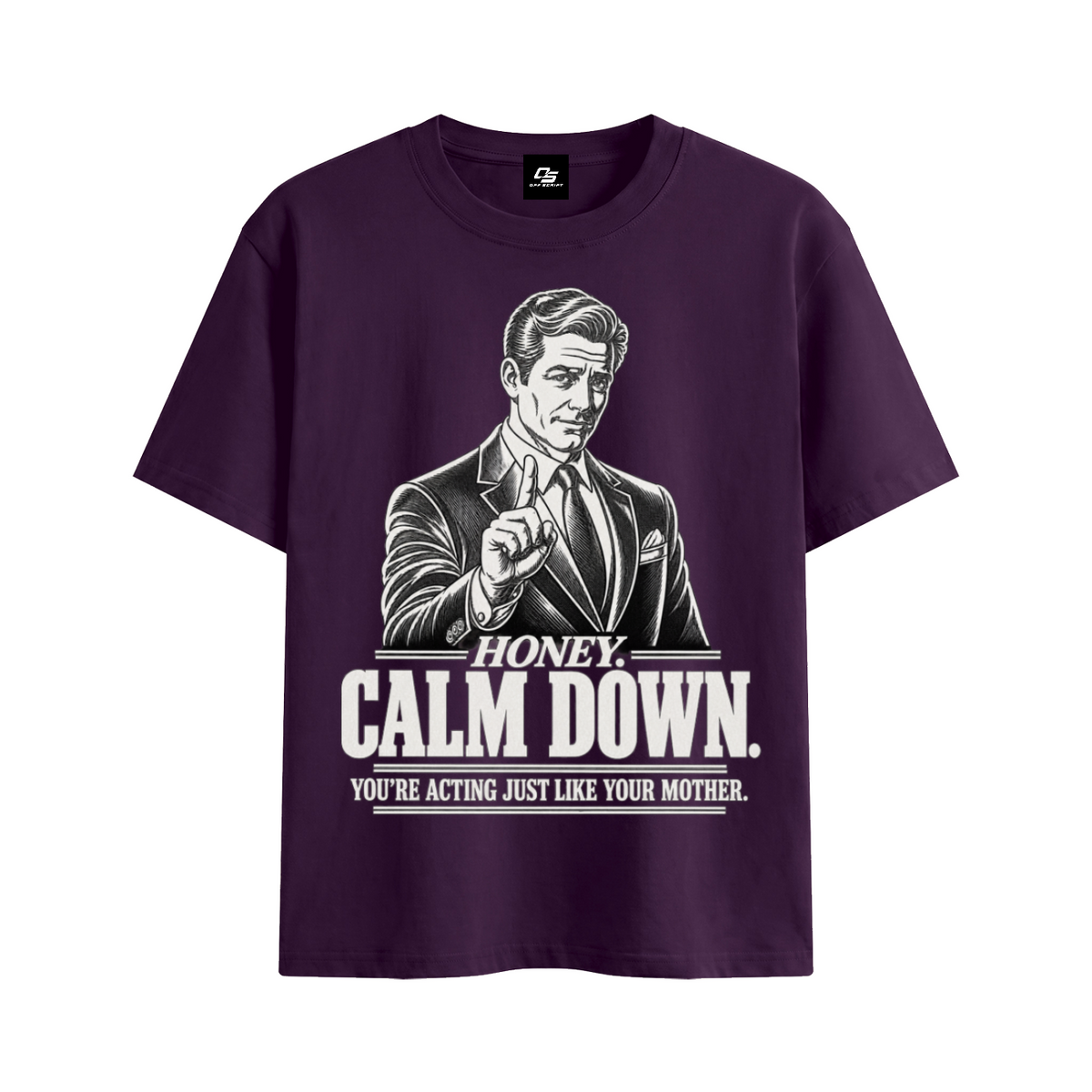 Honey Calm Down Unisex Graphic Cotton T-Shirt - Purple front 3D mockup