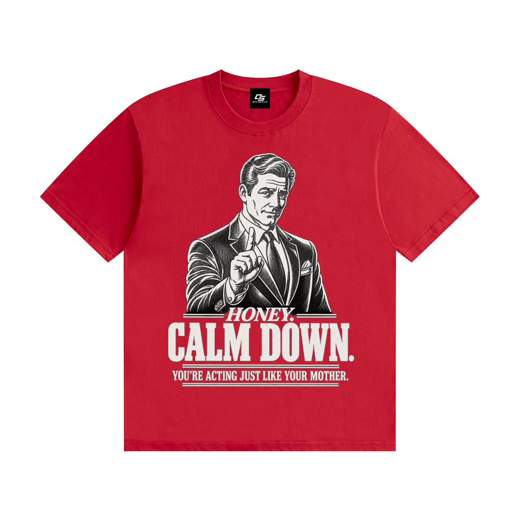 Honey Calm Down Unisex Graphic Cotton T-Shirt - Red front view