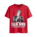 Honey Calm Down Unisex Graphic Cotton T-Shirt - Red front 3D mockup