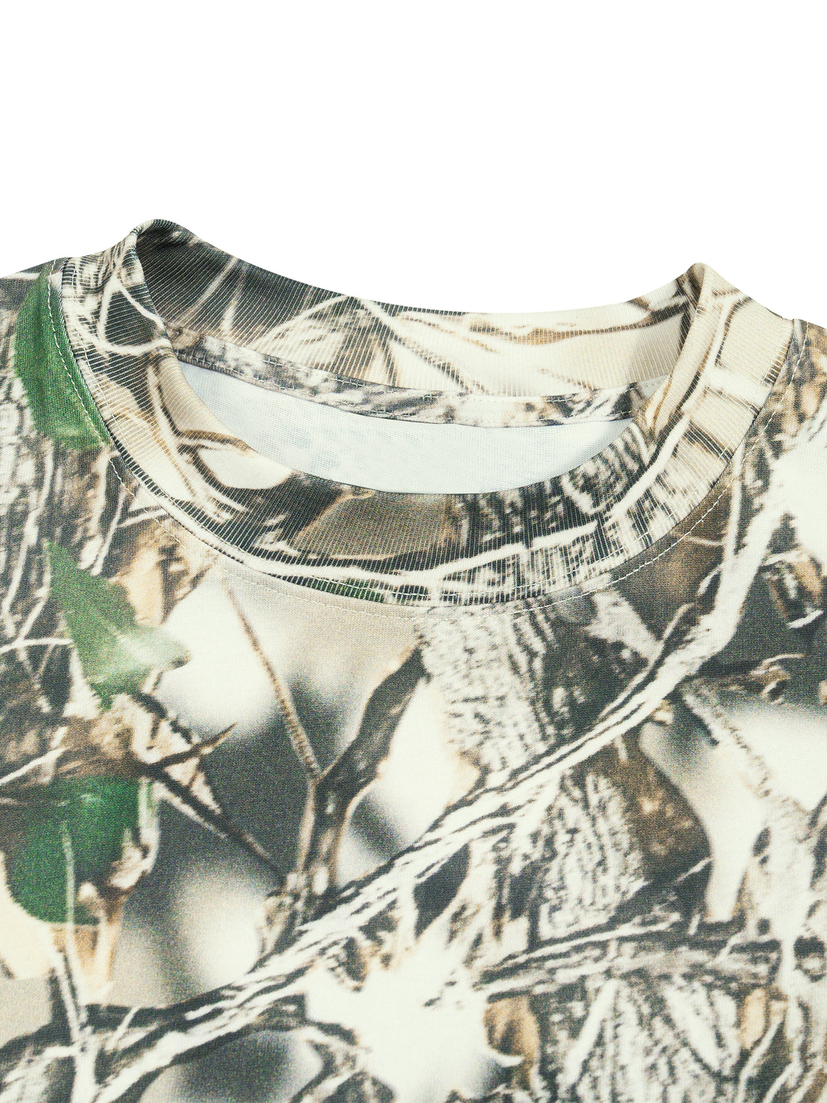 Unisex Tree Camo Boxy T-Shirt fabric and construction detail