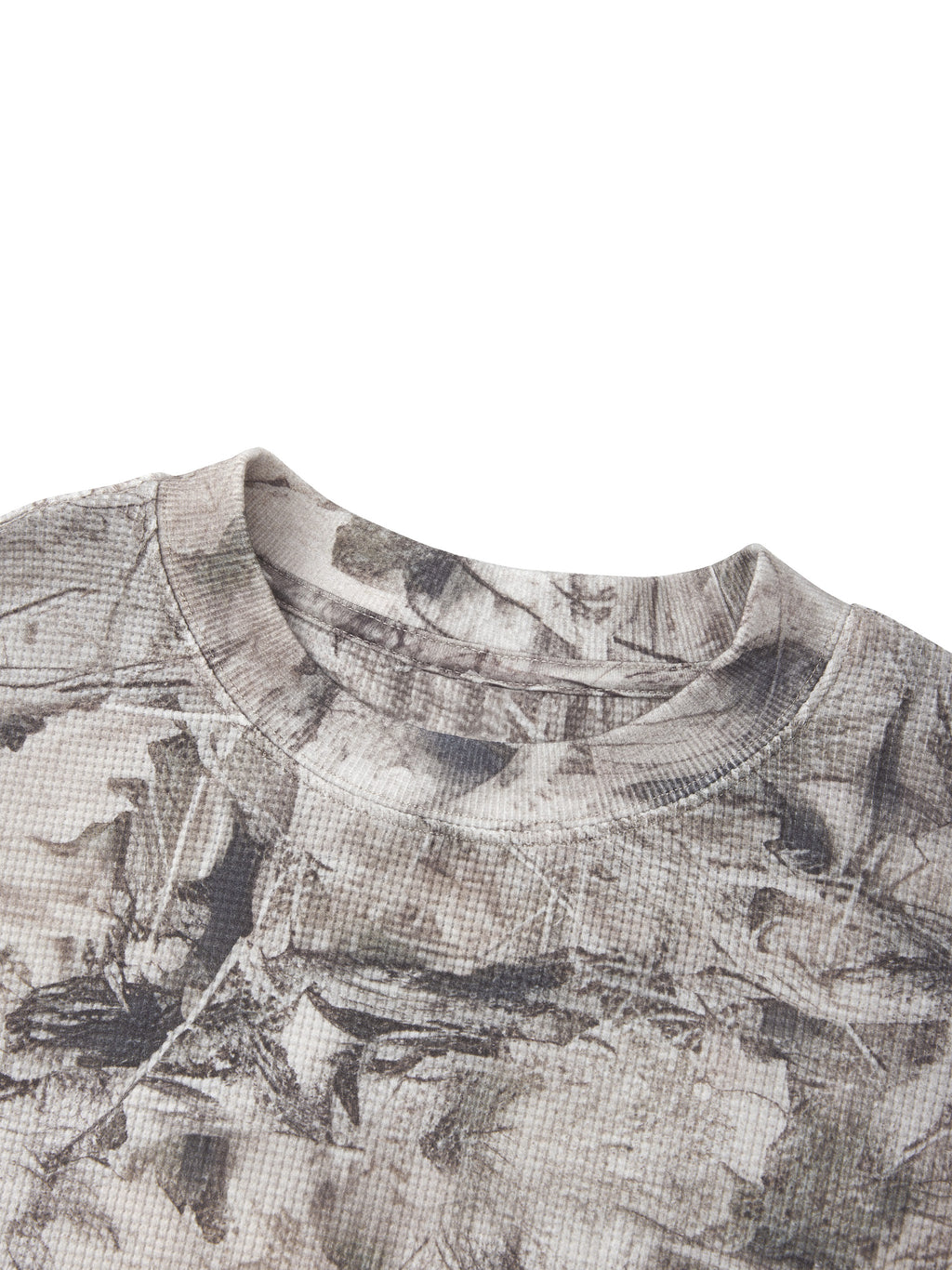 Unisex Tree Camo Waffle T-Shirt waffle fabric detail