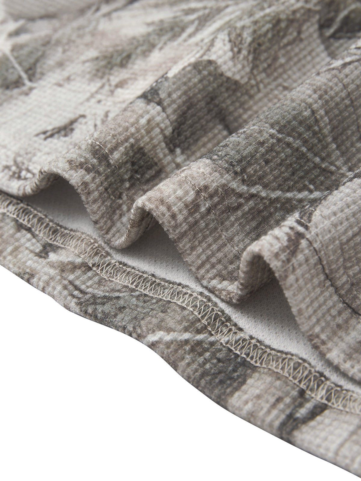 Unisex Tree Camo Waffle T-Shirt seam detail