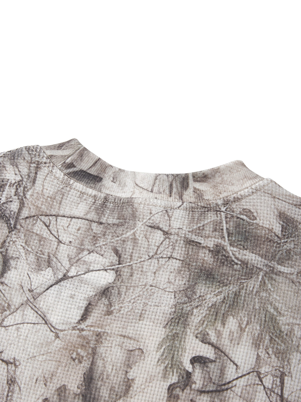 Unisex Tree Camo Waffle T-Shirt sleeve and cuff detail