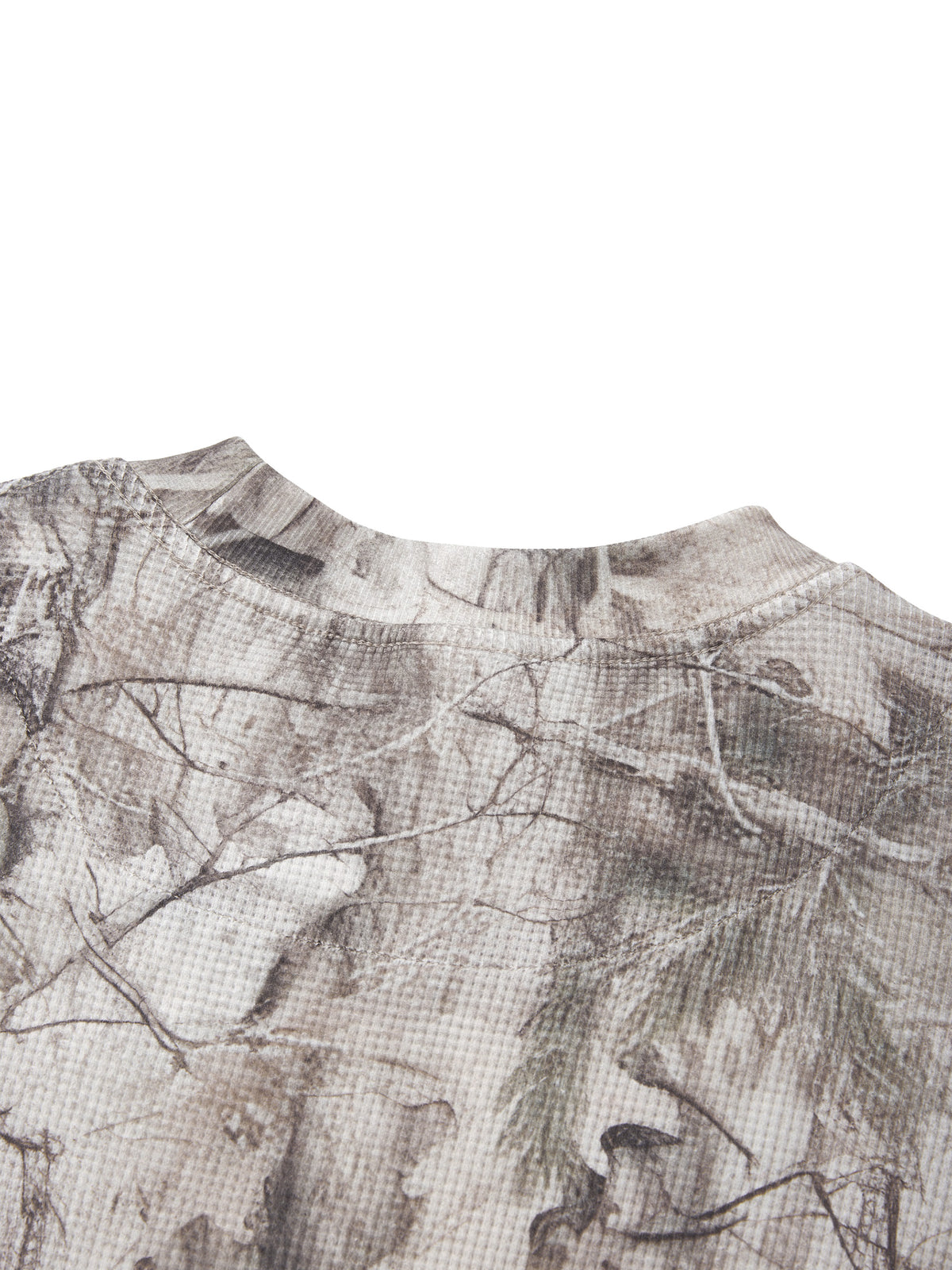Unisex Tree Camo Waffle T-Shirt sleeve and cuff detail