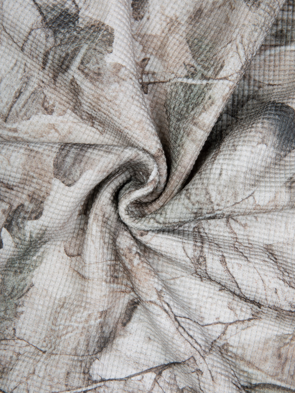Unisex Tree Camo Waffle T-Shirt hem and fabric detail