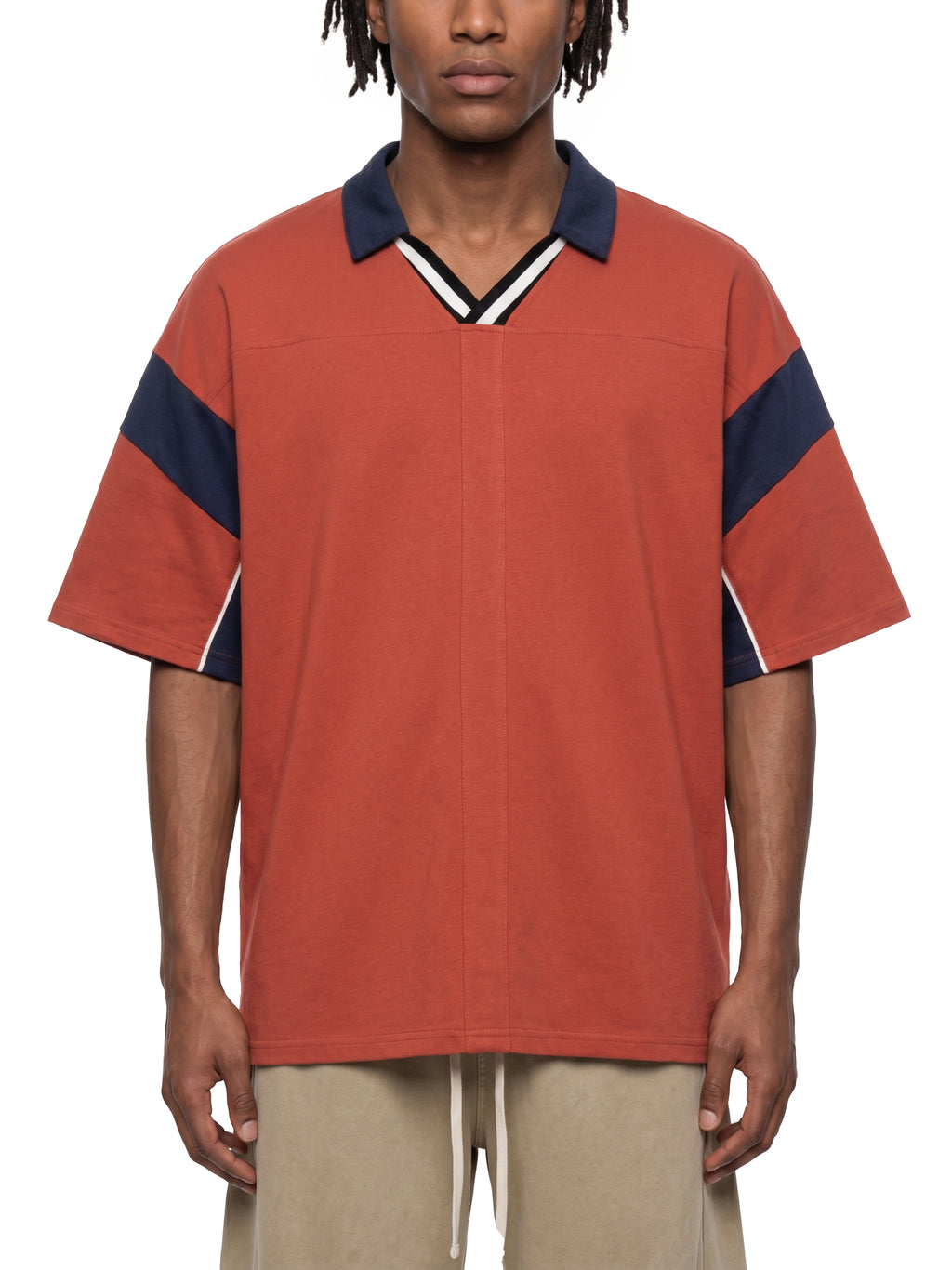 Unisex Boxy Colour Block Polo Shirt