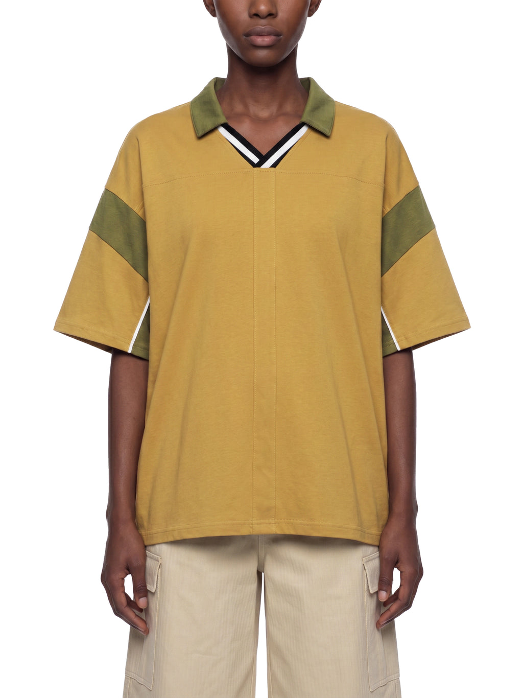 Unisex Boxy Colour Block Polo Shirt