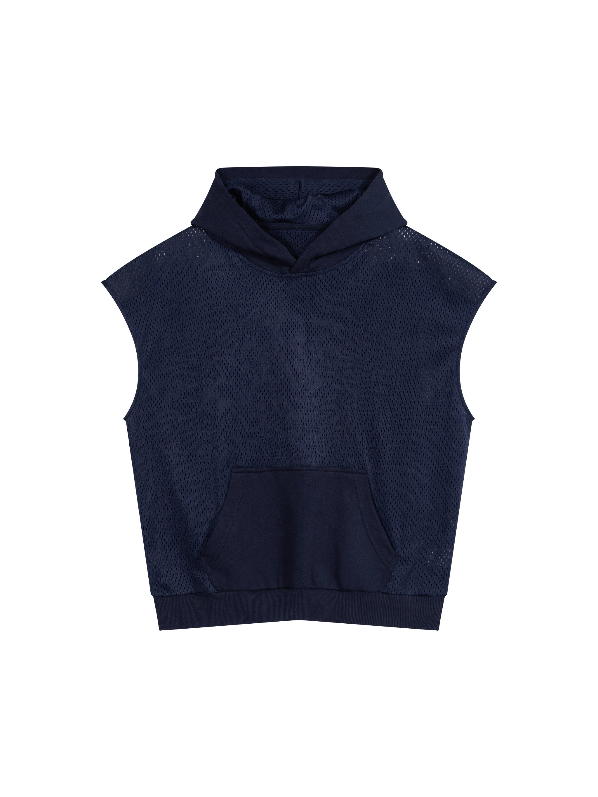 Unisex Panel Mesh Sleeveless Hoodie