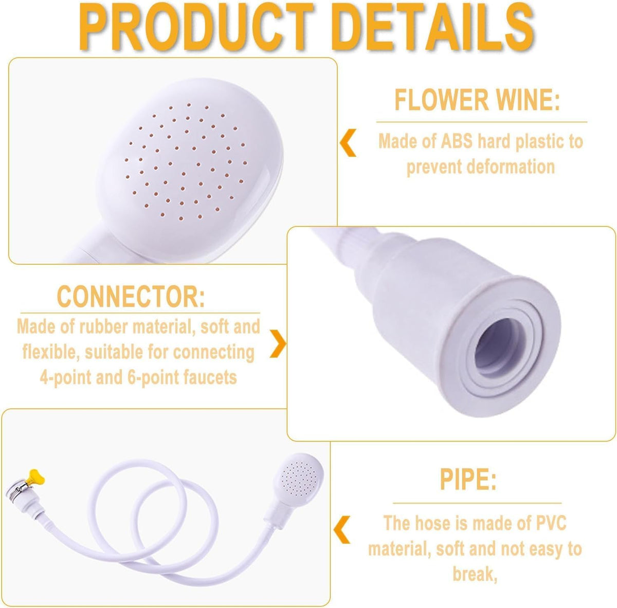 Portable Rubber Hose Spray 1.3 Meters Pet Shower Sprayer Hand Held Hose Hose Bath Tub Sink Spray Attachment for Washing Hair Pet Shower