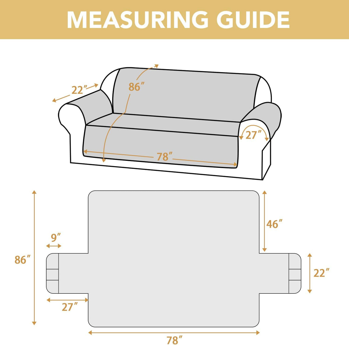 100 Percent Waterproof Couch Cover for 3 Cushion Sofa Washable Pet Friendly with Elastic Straps