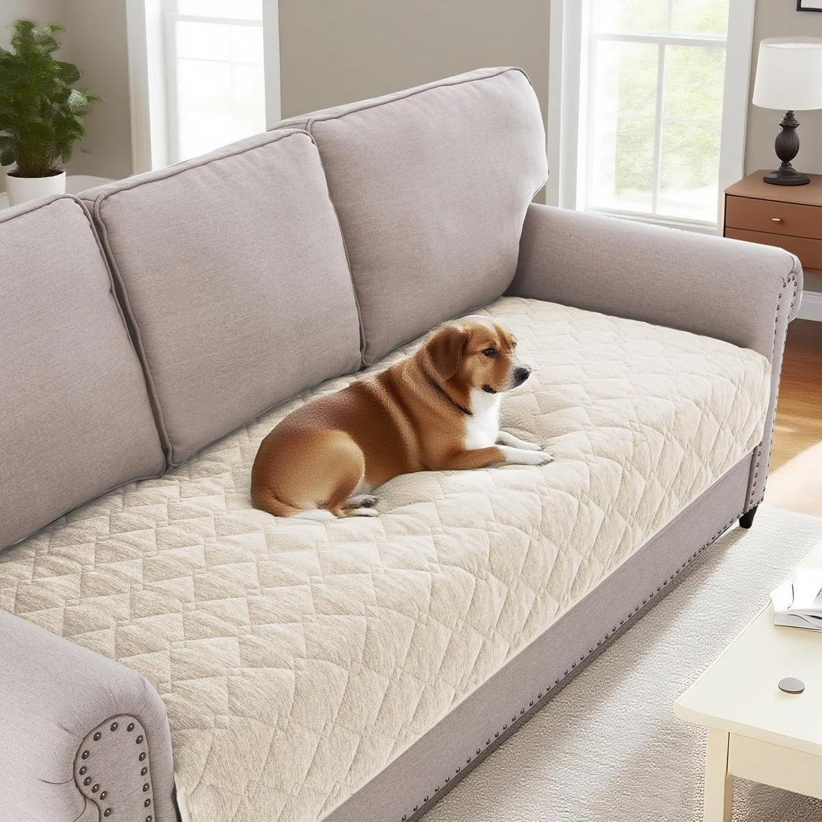 Couch Cover Chenille Pet Fuzzy Sofa Covers for 3 Cushion Anti Slip Washable Slipcovers with