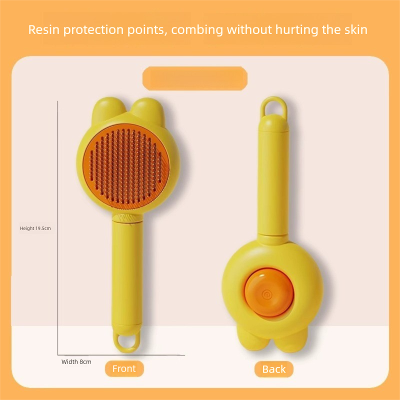 2 Pcs Yellow Pet Self-Cleaning Slicker Brush for Cats and