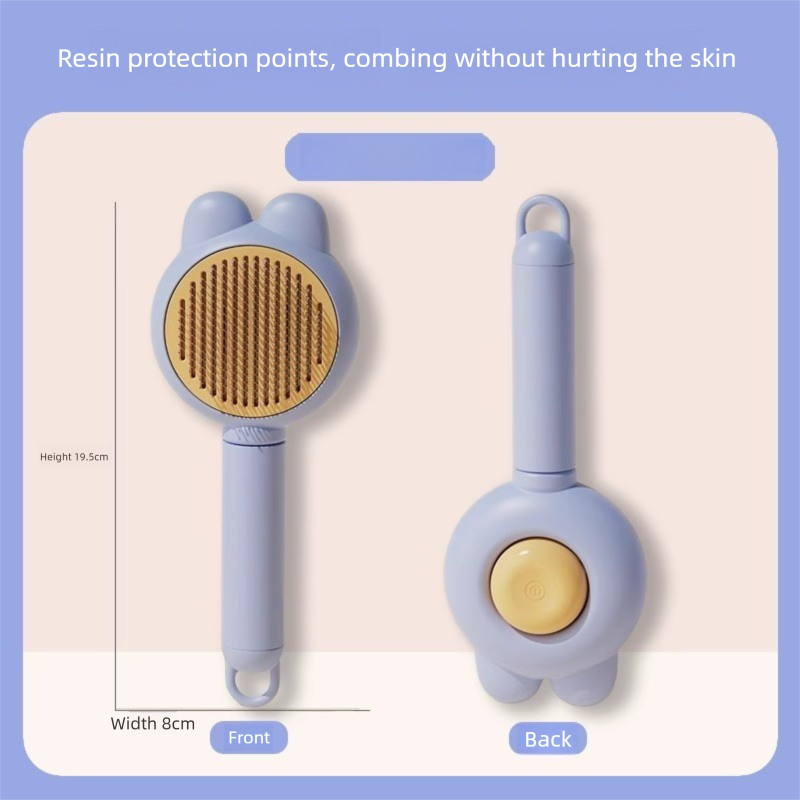 2 Pcs Blue Pet Self-Cleaning Slicker Brush for Cats and
