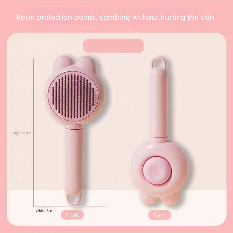 2 Pcs Pink Pet Self-Cleaning Slicker Brush for Cats and