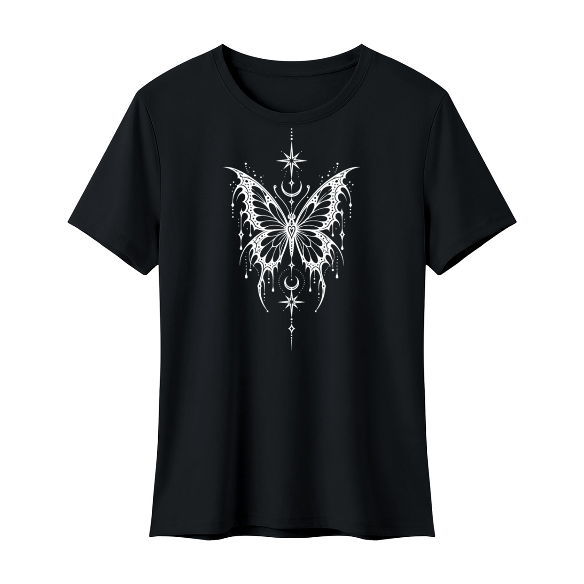 Celestial Butterfly Women's Regular Fit T-Shirt V2 - Black front mockup