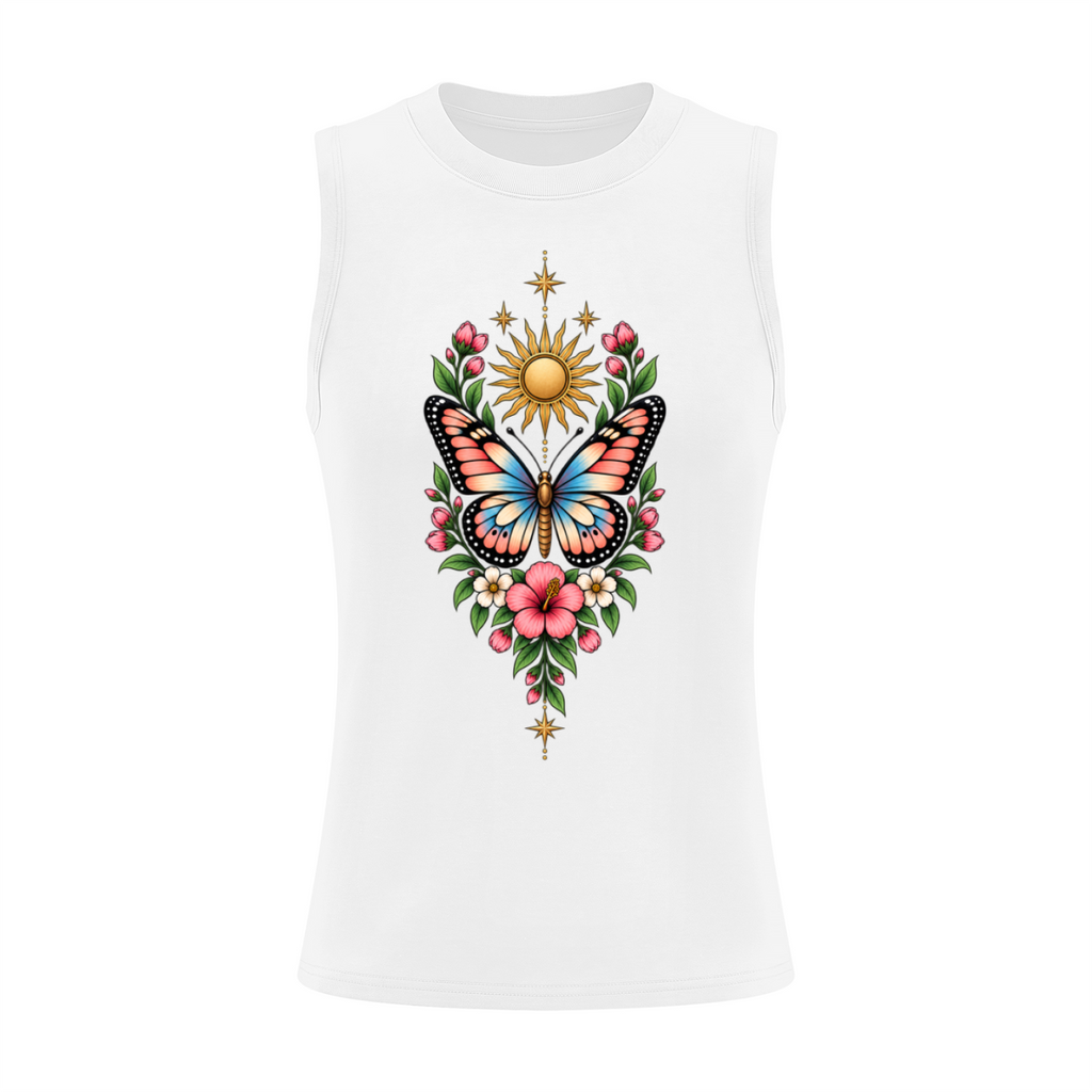 Celestial Butterfly Women’s Slim Tank Top V2 - White front mockup