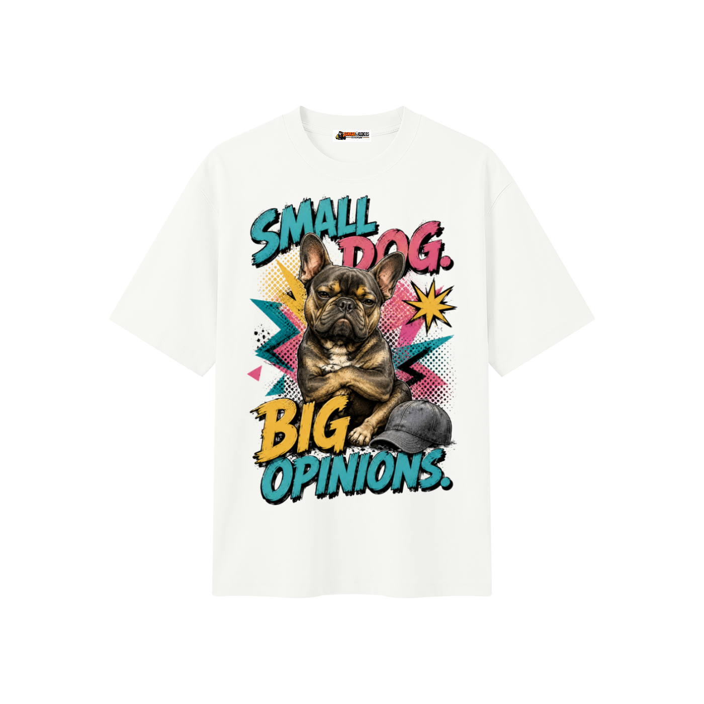 Small Dog Big Opinions Unisex Heavyweight Oversized T-Shirt
